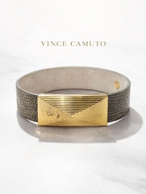Vince Camuto Early Era Gold Geometric Cuff Bracelet Size 7 Luxe Statement
